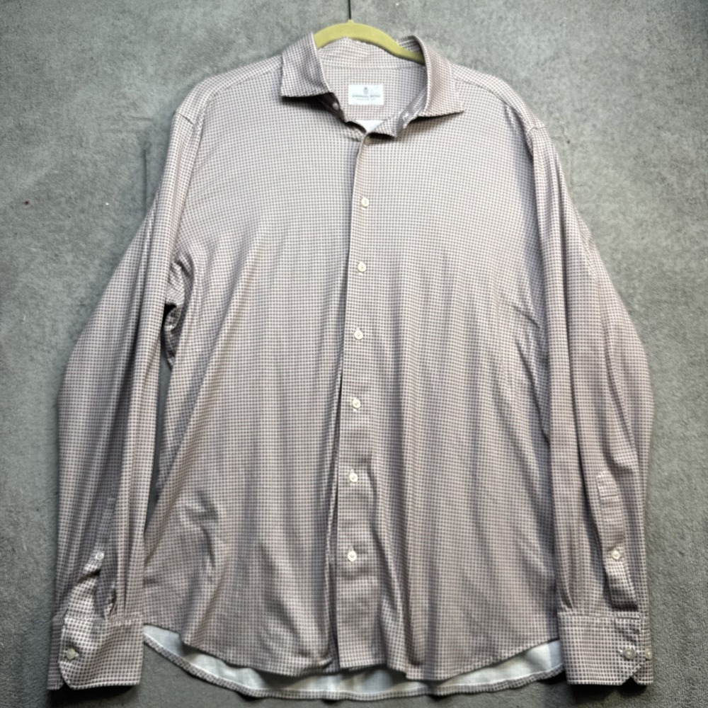 Emanuel Berg‎ Men's Modern Fit Button Down Shirt Pink Brown Cotton Large
